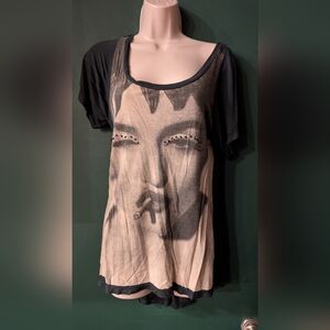 Madonna Charcoal Tee Beaded T-shirt